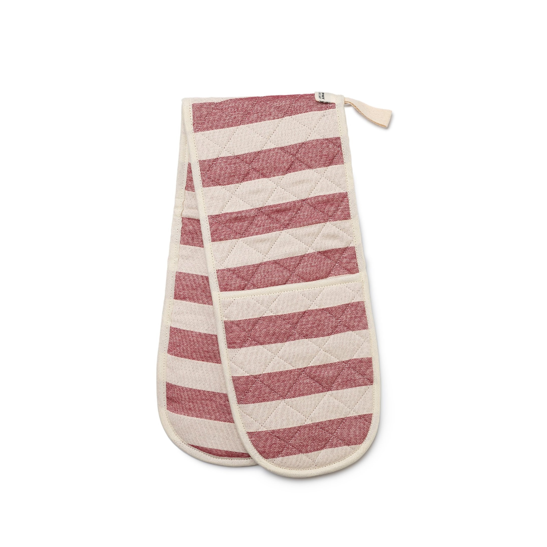 NEW Fastnet Stripe Claret Double Oven Glove