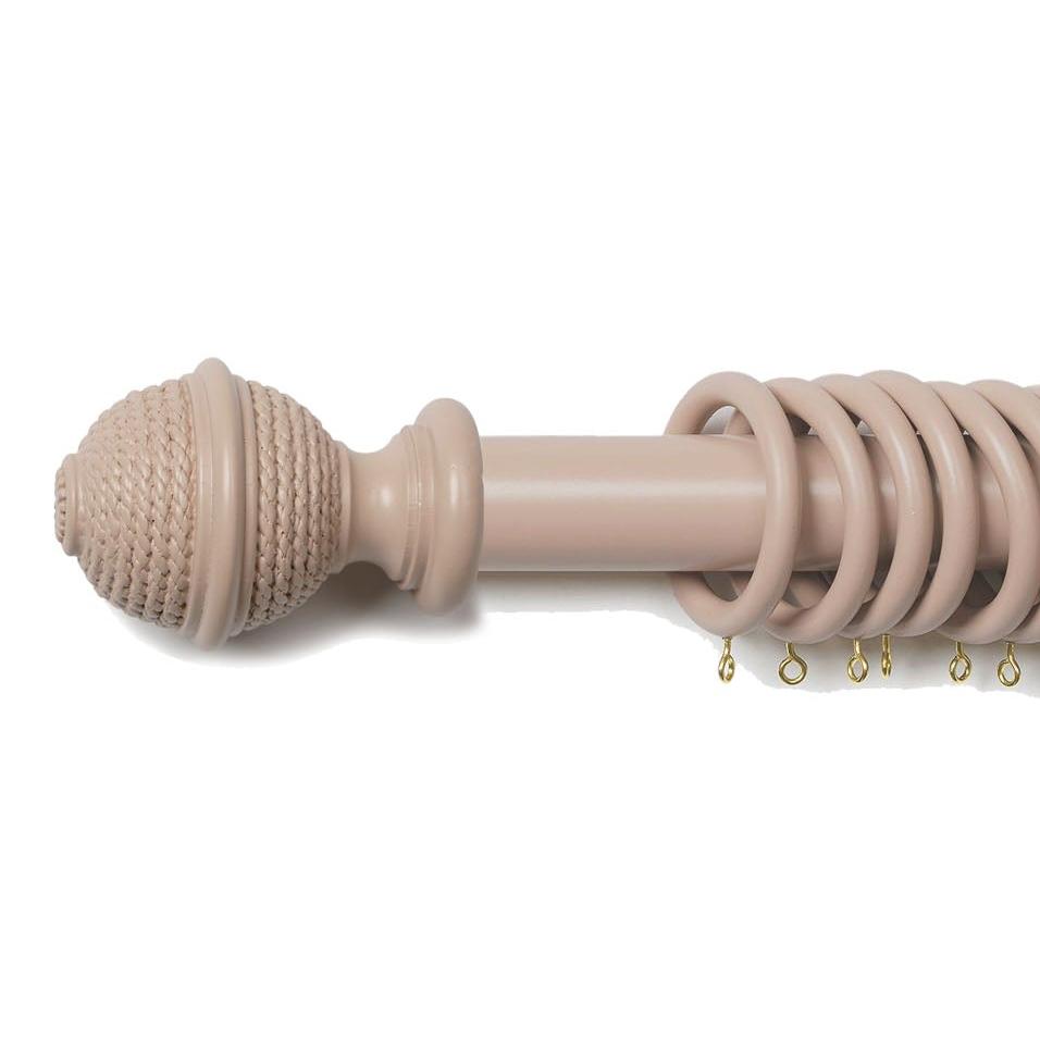 Made To Measure 40mm Painted Wooden Pole With Rope Ball Finials.   Available in 10 colours