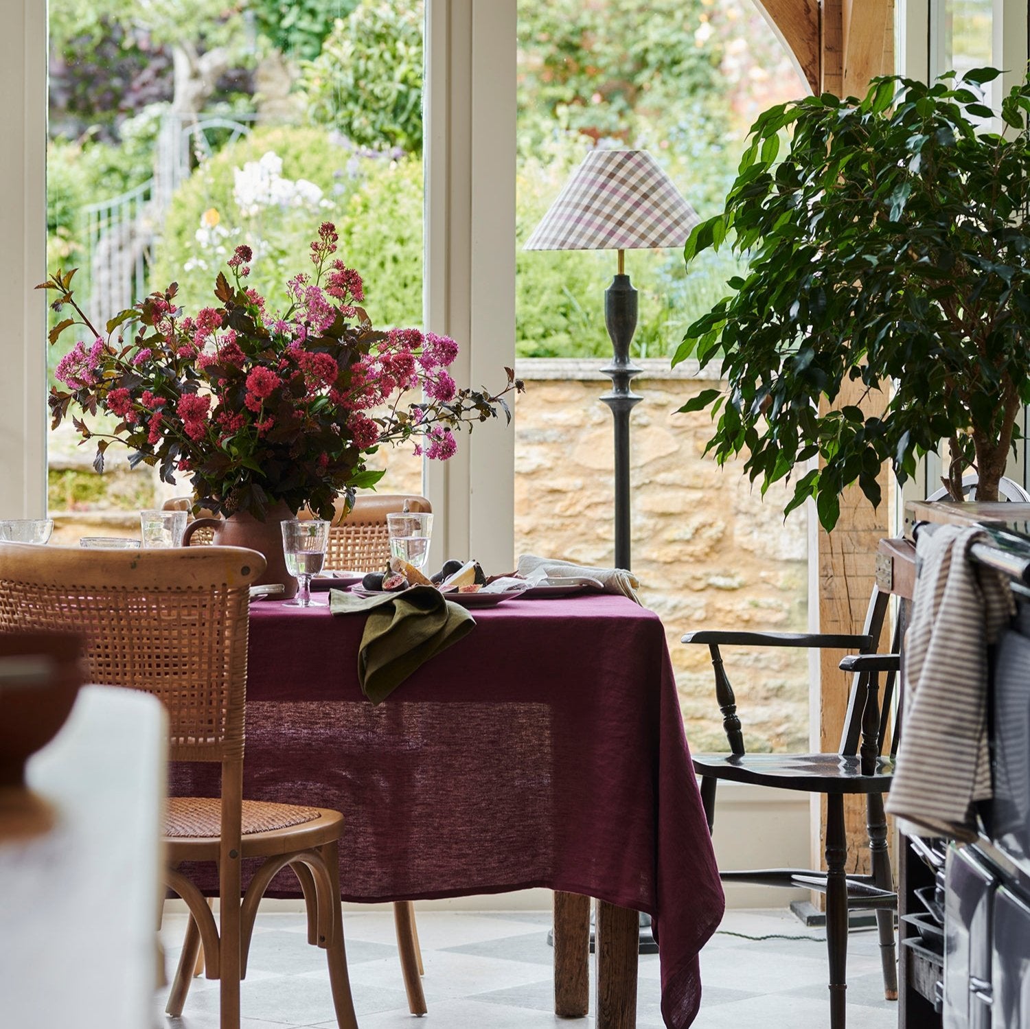 NEW Linen Medium Tablecloth - Cherry