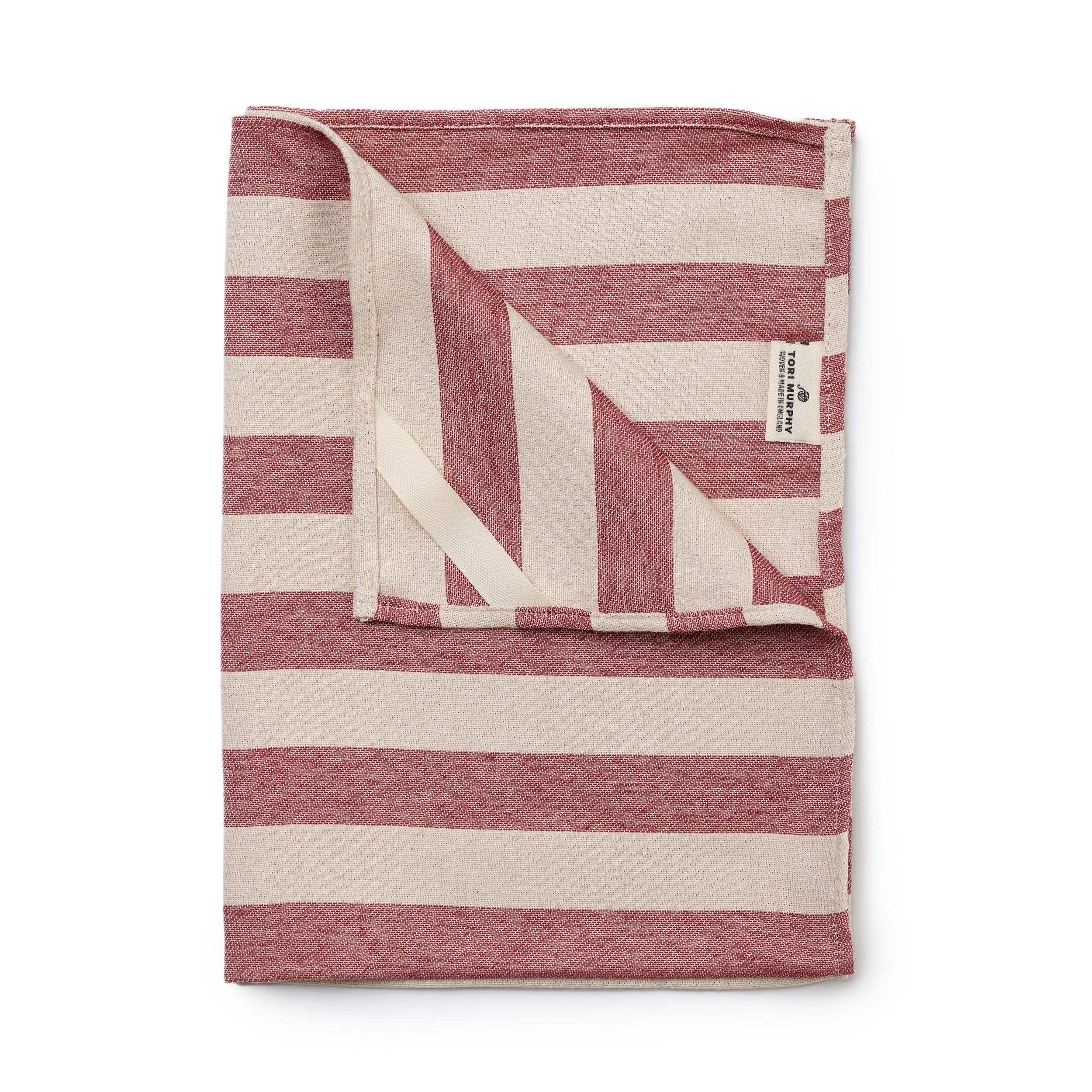 NEW Fastnet Stripe Tea Towel Claret