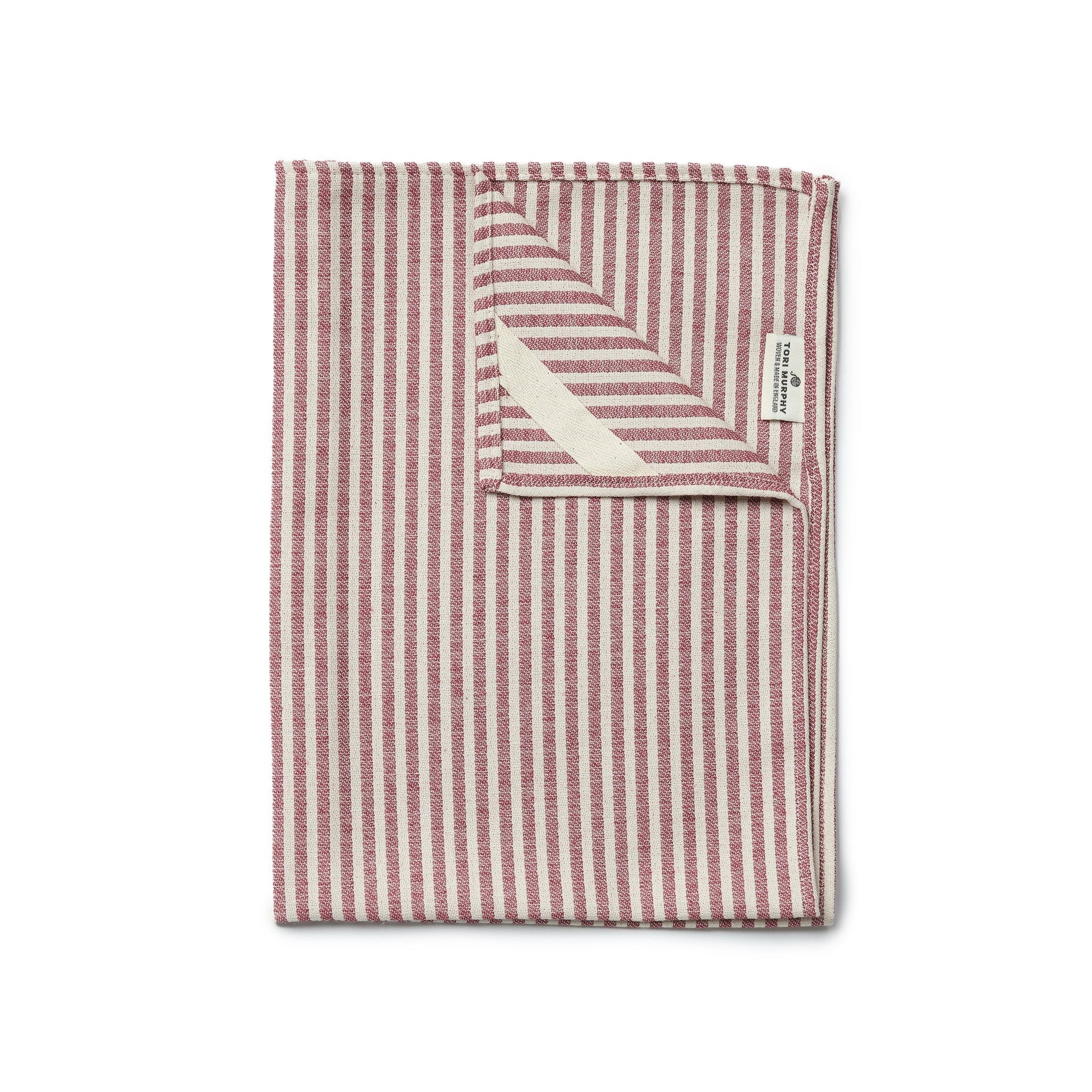 Harbour Stripe Tea Towel Claret