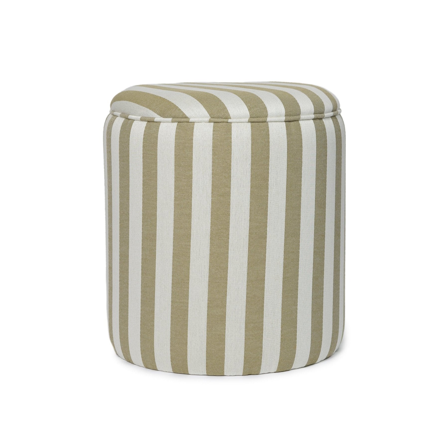 NEW Footstool Long Island Stripe Cotton Sage - Piped