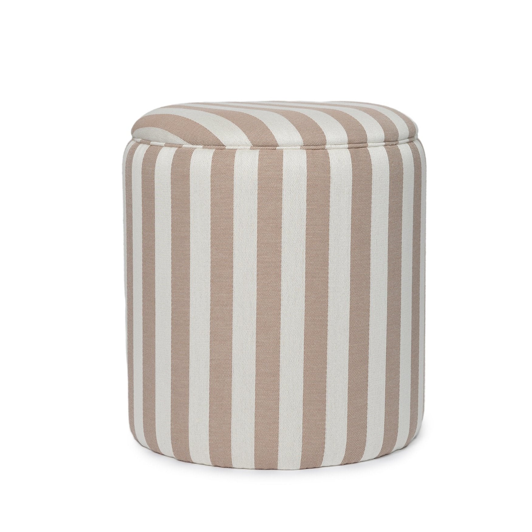 NEW Footstool Long Island Stripe Cotton Blush-Piped